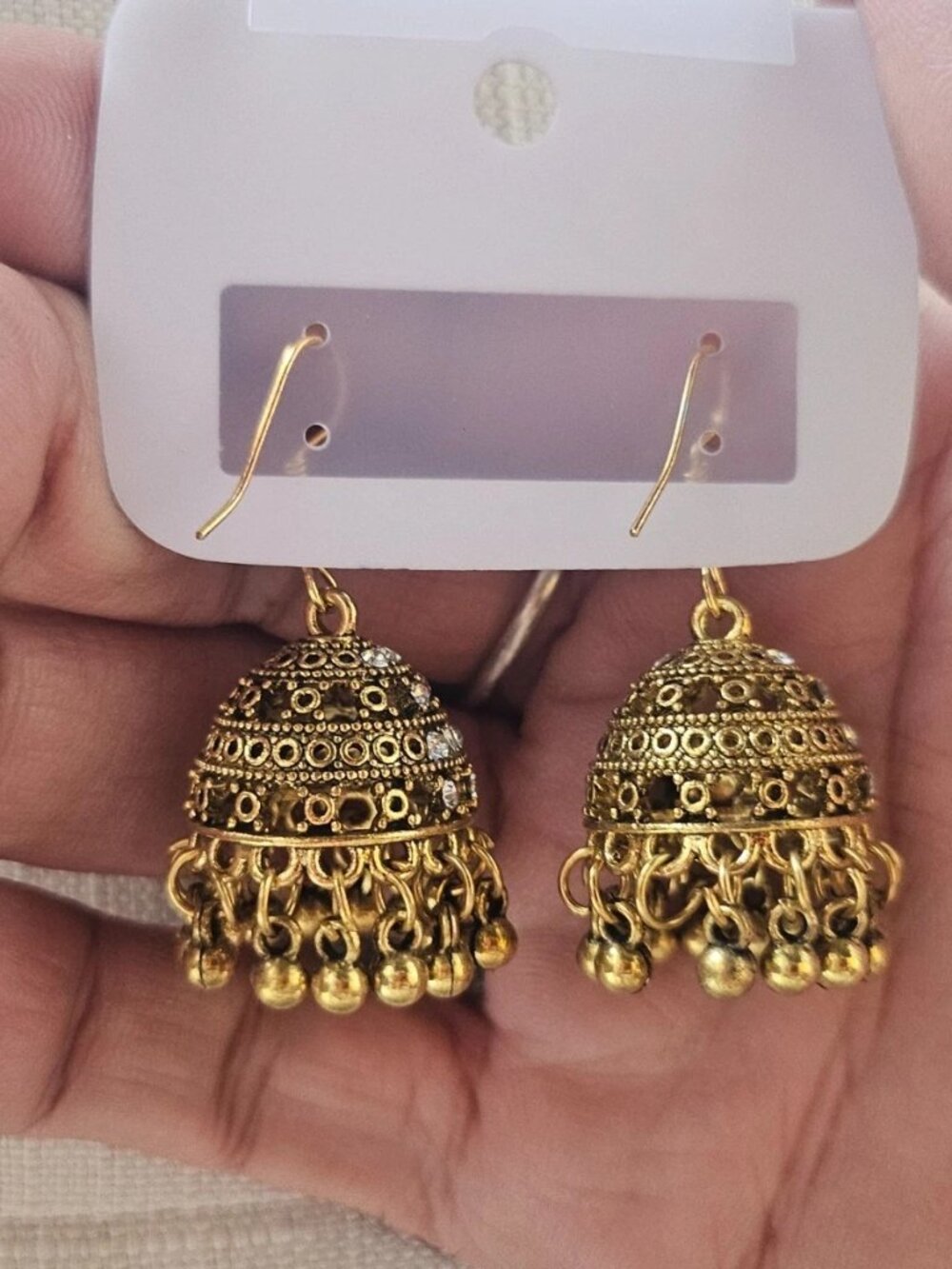 Women Earrings Gold Tone Fashion Jewelry Chandelier Jhumka Earrrings New defect - Picture 2 of 12